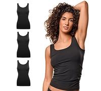 FOCENZA Canotta Donna Spalla Larga in Morbida Microfibra, Intimo Senza Cuciture, Multipack da 3 Pezzi in Vari Colori, Made in Italy (Nero, L-XL)