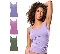 FOCENZA Canotta Donna Spalla Larga in Morbida Microfibra, Intimo Senza Cuciture, Multipack da 3 Pezzi in Vari Colori, Made in Italy (Oliva-Malva-Lavanda, L-XL)