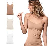 FOCENZA Canotta Donna Spalline Sottili in Morbida Microfibra, Intimo Senza Cuciture, Multipack da 3 Pezzi in Vari Colori, Made in Italy (Bianco-Nudo-Cipria, L-XL)
