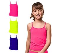 FOCENZA Canottiere Bambina in Microfibra con Spalline Sottili, Elasticizzate e Confortevoli, Multipack da 3 Pezzi in Vari Colori, Made in Italy (Bubble Fluo-Giallo Fluo-Bluette, M)