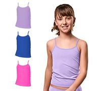FOCENZA Canottiere Bambina in Microfibra con Spalline Sottili, Elasticizzate e Confortevoli, Multipack da 3 Pezzi in Vari Colori, Made in Italy (Lavanda-Alaska-Bubble Fluo, S)