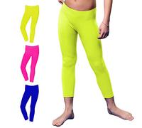 FOCENZA Leggings Bambina o Bambino in Morbida Microfibra, Pantacollant Unisex Ideali per Lo Sport, Multipack da 3 Pezzi in Vari Colori, Made in Italy (Bubble Fluo-Giallo Fluo-Bluette)
