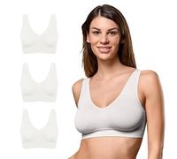 FOCENZA Reggiseno Donna Senza Ferretto 3 Pezzi, Brassiere con Spallina Larga in Microfibra Elasticizzata in Vari Colori, Made in Italy (Bianco, S-M)