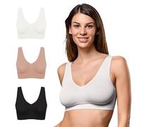 FOCENZA Reggiseno Donna Senza Ferretto, Brassiere con Spallina Larga in Microfibra Elasticizzata, Multipack da 3 Pezzi in Vari Colori, Made in Italy (Nero-Bianco-Nudo, XXL)