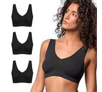 FOCENZA Reggiseno Donna Senza Ferretto, Brassiere con Spallina Larga in Microfibra Elasticizzata, Multipack da 3 Pezzi in Vari Colori, Made in Italy (Nero, L-XL)