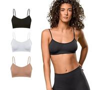 FOCENZA Set 3 Pezzi Reggiseno Donna Senza Ferretto, Brassiere con Spallina Stretta in Microfibra Elasticizzata, Vari Colori, Made in Italy (Nero-Bianco-Nudo, L-XL)