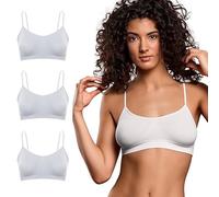 FOCENZA Set 3 Pezzi Reggiseno Donna Senza Ferretto, Brassiere con Spallina Stretta in Microfibra Elasticizzata, Vari Colori, Made in Italy (Bianco, S-M)