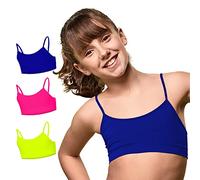 FOCENZA Top Bambina con Spalline Sottili in Morbida Microfibra, Elasticizzato e Confortevole per Ginnastica Artistica, Danza e Sport, Multipack da 3 Pezzi, Made in Italy (Bubble-Giallo F-Bluette)