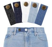 FOCJUK 5 Pezzi Bottone Allarga Pantaloni, Estensori Elastiche Vita, Allarga e Stringi Jeans Gonne Premaman, Bottone regolabile per la cintura