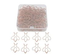 Focket 80 fermagli per carta a forma di ape, simpatici segnalibri in ferro a forma di ape, set di forniture per ufficio multifunzionali e portatili con scatola trasparente (Oro rosa)