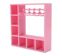 Focket Armadio per Vestiti per Bambole, Organizzatore di Stoccaggio per Bambole Portatile con 10 Grucce e Ripiani Aperti, Espositore per Accessori per per Accessori per Casa delle, Cappelli, Scarpe