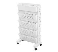Focket Carrello con Rotelle, Carrello per Libreria con capacità Multi-livello con 4 Ruote Universali, Portaoggetti con Design Staccabile Girevole per Studio in Aula, Domestica, Ufficio (5 strati)