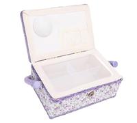Focket Cesto di Cucito Portatile, Elegante Scatola di Stoccaggio del Kit di Cucito in Tessuto Floreale con Cuscinetto a Ago Incorporato e Mini Tasca per le Forniture di Cucitura
