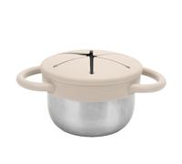 Focket Contenitore per Merenda, Contenitore per Snack in Acciaio Inossidabile a Prova di Versamento con Coperchio e Manici in Silicone, Raccoglitore di Snack Rimovibile per Bambini (Beige)