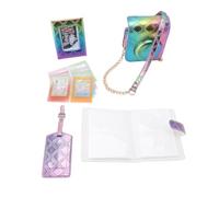 Focket Custodia protettiva per Mini12, borsa per fotocamera in pelle PU con tracolla regolabile e album fotografico, per accessori per fotocamera istantanea (Viola Blu)