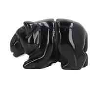 Focket Figurina di Orso di, Statua Animale Pietra Gemella Intagliata Intagliata a Mano con Design Compatto Portatile per la Decorazione Domestica (Ossidiano)
