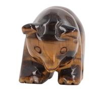 Focket Figurina di Orso di, Statua Animale Pietra Gemella Intagliata Intagliata a Mano con Design Compatto Portatile per la Decorazione Domestica (YELLOW)