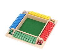 Focket Gioco Shut The Box, Base Antiscivolo In Pile Impermeabile Numeri Trasparenti Bordi Lisci Gioco da Tavolo In Legno per 4 Giocatori, Giochi di Dadi per Famiglie con 8 Dadi per Feste In Famiglia
