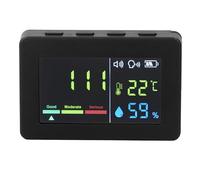 Focket Igrometro Digitale, Allarme Vocale con Cicalino 10-11 Ore Termometro Interno, Indicatore di umidità con Schermo LCD a Colori Sensore Ad Alta Precisione per Casa All'aperto Laboratorio (BLACK)