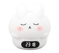 Focket Luce Notturna per Bambini, Graziosa Lampada da Vivaio a Forma di Coniglio con Orologio per Uso Comodino