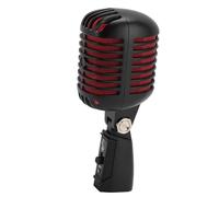 Focket Microfono per Voce Dinamico retrò Classico, Microfono Vintage a Cremagliera Rotante Autotensionante in Lega di Zinco, Microfono per Voce Dinamico retrò Compatibile con Supporto