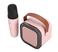 Focket Mini Macchina per Karaoke, Luci LED BT Portatili Effetti Cambia Voce Macchina per Karaoke Portatile, per per Bambini con Microfono Senza Fili per Regalo di Compleanno Bambini Adulti (PINK)