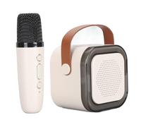 Focket Mini Macchina per Karaoke, Luci LED BT Portatili Effetti Cambia Voce Macchina per Karaoke Portatile, per per Bambini con Microfono Senza Fili per Regalo di Compleanno Bambini Adulti (WHITE)