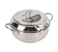 Focket Pentola Friggitrice, Pentola di Frittura in Acciaio Inossidabile con Termometro Fahrenheit e Portabricciata per Gocciolamento per Olio per Patate di Pollo Tempura (20 cm)