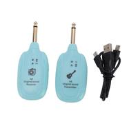 Focket per Chitarra Wireless, Ricevitore Trasmettitore Wireless 2.4G a Latenza Zero, per Chitarra con Batteria Ricaricabile da 600 MAh per Violini Bassi per Elettrica (Versione floreale blu)