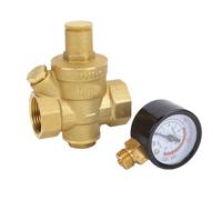 Focket Regolatore di Pressione dell'acqua, Valvola di Riduzione della Pressione in Ottone a Pistone, Regolatore dell'acqua con Manometro Filtro Incorporato per Rimorchio da Viaggio per