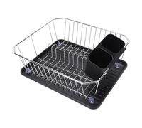 Focket Scolapiatti, Scolapiatti Multifunzionale Salvaspazio di Grandi Dimensioni, Ferro 12,2x14,17x5,12 Elementi Essenziali per L'Organizzazione del Lavello con Set Scolapiattii (SILVER)