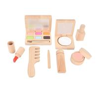 Focket Set di Giocattoli per il Trucco in Legno, Set da Gioco per Salone di Bellezza in Legno di Faggio Premium Sicuro e Robusto, Trucco per Bambini con Spazzola in Schiuma Detergente e Pettine per