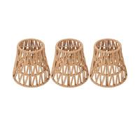 Focket Set di Paralume, Trio di Rattan Fauci in Tessuto a Mano Bohémien con Clamp/Holder di Metallo per Lampada da Pavimento in Lampadina E14 a Bulbo