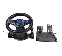Focket Volante per PC, Volante Sim USB Universale da 180 Gradi con Doppio Feedback di Forza del Motore, per con Pedali Sensibili Alla Pressione per PC