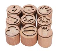 Fockety 12 Pezzi di Impronta Animale da 12 Pezzi, Bocci di Animali Selvatici in Legno Set per la Creazione di Progetti Decorativi, con Motivi Squisiti per i Regali della Scuola Materna