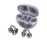 Fockety Auricolari con clip, cuffie wireless con microfono con cancellazione del rumore, 40 ore di riproduzione, resistente all'acqua IPX7, per chi indossa gli occhiali (GREY)
