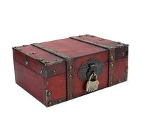 Fockety Box di Stoccaggio del Torace del Tesoro Pirata, Scatola di Stoccaggio in Legno da 10 Pollici con Coperchio A Cerniera, Serratura con Codice Metallico, Box Decorativo Scatola del Torace per