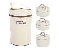 Fockety Box, Scatola per il pranzo isolata in acciaio inossidabile con borsa per il pranzo isolata, contenitore per il pranzo impilabile portatile a prova di perdite per (Beige)