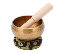 Fockety Campana Tibetana, Ciotola in Rame Rosso Martellato a Mano con Base in Legno di Pesca per Meditazione, Yoga e Relax, Voce Pacifica per Alleviare lo Stress, Guarigione Spirituale