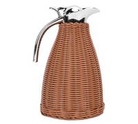 Fockety Caraffa termica per caffè, 1,5 l, portatile, in acciaio inox intrecciato a mano, con isolamento termico, mantiene caldo 12 ore e freddo 24 ore, brocca isolata in rattan (BROWN)