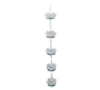 Fockety Catena di Pioggia per Grondaie, 5 Fiori in Lega in Lega di Alluminio Dranaggio dell'Acqua Piovana con Gancio, Catena di Catcher di Pioggia a Lunghezza Regolabile da 110 Cm per