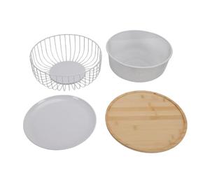 Fockety Cestino per Frutta in Filo Metallico da 2 Pezzi, Cesto per Frutta da Appoggio in Ferro, Cesto per Verdure con Coperchi per Pane, Snack, Articoli per la Casa, per Tavolo
