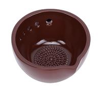 Fockety Ciotola in Ceramica Artigianale per Grattugiare Aglio, 5 Fori per | Grattugia per aglio in gres, disco da cucina 2 in 1 per sbucciare, mescolare, erbe, limone, regalo per stoviglie rustiche