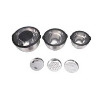 Fockety Ciotole per Miscelare 3 Pezzi, Ciotole per Nidificazione in Acciaio Inossidabile con 3 Accessori per Grattugia, Segni di Misurazione, Coperchi Sigillanti, Fondi in Silicone per