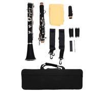 Fockety Clarinetto BB, 17 Chiavi G Clarinetto con Chiavi Placcate in Argento, Clarinetti Piatti B Flat con Custodia Rigida, Panno per la Pulizia, Canne e Sughero per Principianti