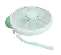 Fockety Contenitore per snack girevole, 20 cm, riutilizzabile, con coperchio e cinturino, dispenser a 5 scomparti, 400 ml, per bambini, adatto a casa, scuola, viaggi (GREEN)