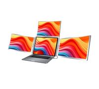 Fockety Estensione Schermo per Laptop, Monitor Portatile Triplo da 16 Pollici con Display IPS e Supporto Posteriore, Estensione Monitor per Laptop da 12 a 18,5 Pollici (Spina europea)