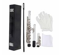Fockety Flauto C Foro Chiuso 16 Chiavi, Flauto in Ottone 16 FORI Chiave C Con Custodia, Panno per La Pulizias, Strument Musicate a Risisonanza Con Tubo in Ottone per Bambini Student (WHITE)