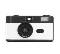 Fockety Fotocamera con Pellicola da 35 Mm, Obiettivo da 28 Mm F/8, velocità Dell'otturatore 1/120s, Fotocamera Vintage Riutilizzabile con Flash, Cinturino da Polso, retrò (nero bianco)