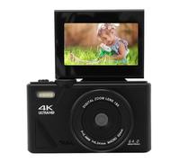 Fockety Fotocamera digitale, 4K 64MP, luce di riempimento, anti-vibrazione, autofocus HD, zoom digitale 18x, Wi-Fi, mirrorless con schermo orientabile da 3 pollici, fotocamera da viaggio (BLACK)